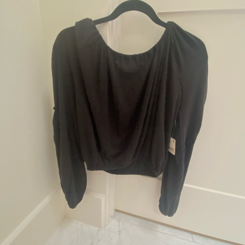 free people black long sleeve top NWT